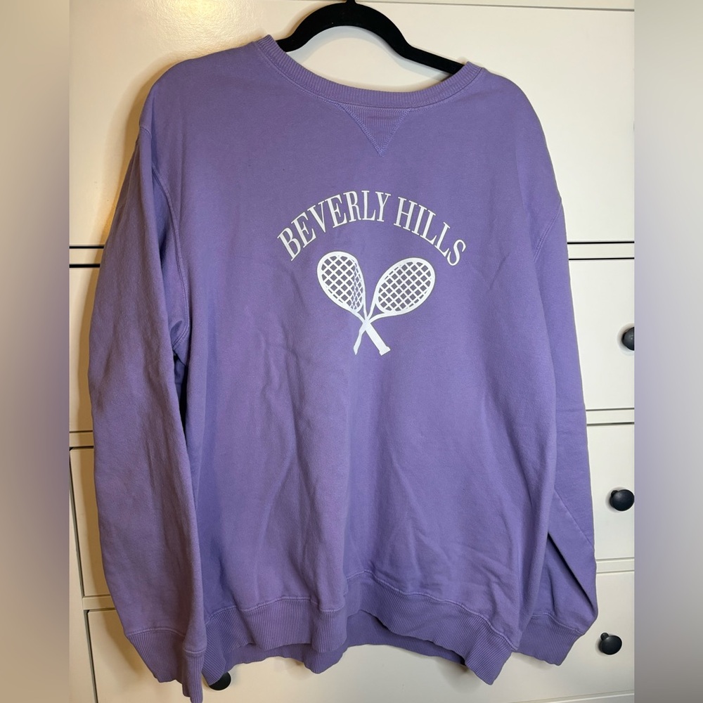 Firstport Purple Beverly Hills Tennis crewneck Sweatshirt XL